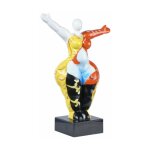 Meubletmoi - statue femme bras lev�s avec peinture ornements h34 cm - lady queen
