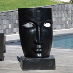 Statue de jardin design visage noir 120cm Statue de jardin design visage noir 120cm
