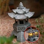 Statue de lanterne de pagode solaire dcoration de jardin dcoration de pelouse clairer la pagode vintage ...