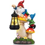 Statue de nain de jardin solaire - d�coration champignon ext�rieure �tanche avec lanterne solaire et ...
