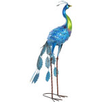 Statue de paon de jardin, d�coration ext�rieure, m�tal, r�sistant aux intemp�ries, 40 x 43 x 83 cm, multicolor ...