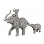 Statuette dco 'bb elphant sur dos' 71cm gris