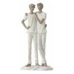 Paris prix - statuette d�co 'couple de gar�ons' 26cm blanc