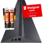 Steigner seuil de garage 3, 25m en epdm noir 14mm x 78mm, sgd01 - kit isolant avec 2x colle montage et ...