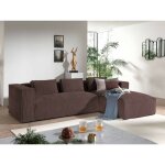 Lisa design - stella - canap� d'angle - en velours c�tel� - 4 places - style contemporain - droit - marron ...