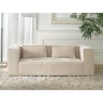 Lisa design - stella - canap� fixe 2 places - en velours c�tel� - style contemporain - beige