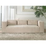 Lisa design - stella - canap� fixe 3 places - en velours c�tel� - style contemporain - beige