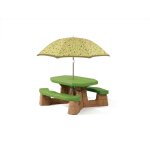 Step2 naturally playful table picnic enfant en marron / vert avec parasol banc pique nique pour enfants ...