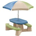 Step2 naturally playful table picnic enfant en vert / bleu avec parasol banc pique nique pour enfants ...