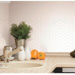 Thedecofactory - stick tile - sticker - carrelage mural faence adhsive motifs hexagones blancs - 4 ...