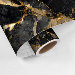 Sticker cr�dence adh�sive - marbre noir et or - 60x100cm