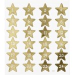 Stickers - creotime - calendrier de l'avent �toiles dor�es - 24 pcs - d�coration de f�te - enfant