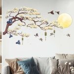 Stickers muraux coucher de soleil arbre magnolia peints � la main maison salon �tude chambre stickers ...