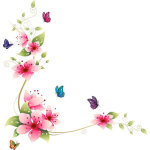 Stickers muraux fleurs de vigne rose / rouge (62x64 cm) i floral papillon plantes branche arbre i autocollant ...