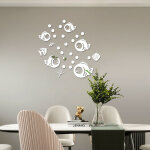 Stickers muraux poissons et bulles, acrylique miroir mural sticker, 3d autocollant mural, d�corations ...