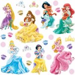 Sticker mural princesses vert, rose et jaune disney
