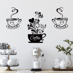 Stickers muraux tasse � caf� cuisine d�cor autocollants stickers autocollant mural amovible tasses � ...