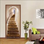 Stickers de porte, 3d int�rieure chambre d�coration vintage sticker muraux, escaliers adulte enfant salle ...