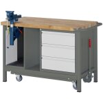 Stier - etabli premium avec chssis roulant abaissable, 3 tiroirs et tau, lxpxh 1 250x700x880 mm