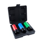 Jeu de douilles puissantes 1 / 2' ouv. 17 / 19 / 21 mm en coffret, carré creux, six sans pâles, jeu de ... Jeu de douilles puissantes 1 / 2' ouv. 17 / 19 / 21 mm en coffret, carré creux, six sans pâles, jeu de ...