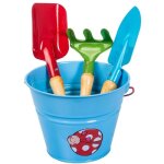 Set d'outils stocker et seau bleu jardin des enfants