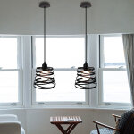 Stoex ? lot de 2 lustres suspendus industriels en fer noir ? dimensions �20cm x h17cm ? culot e27 ? pour ...
