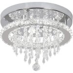 Stoex ? plafonnier en cristal moderne 3 lumi�res led ? acier inoxydable ? cristaux k9 ? 30 cm diam�tre ...