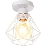 Stoex plafonnier industriel en m�tal, blanc suspension luminaire style vintage design forme cage diamant ...