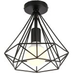 Stoex ? plafonnier industriel r�tro 25 cm ? diamant noir en fer r�sistant � la rouille ? e27 pour ampoule ...