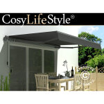 Store banne avec manivelle, 3, 95x3m, gris / cadre gris