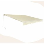 Store banne retractable, auvent d'abri manuel en aluminium et tissu resistant aux uv et a l'eau avec ...