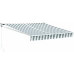 Happy garden - store banne saule 2, 5 × 2m - toile rayée blanche / grise et structure blanche Happy garden - store banne saule 2, 5 × 2m - toile rayée blanche / grise et structure blanche