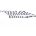Happy garden - store banne saule 2, 95  2, 5m avec semi - coffre - toile raye blanche / grise et structure ...