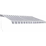 Happy garden - store banne saule 3, 95  3m avec semi - coffre - toile raye blanche / grise et structure ...
