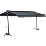 Store double pente avec coffre 3 x 4 m en aluminium gris anthracite