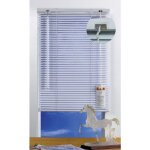 Store ve'nitien en abs blanc avec lamelles re'glables de 25 mm 140x250 cm pour usage inte'rieur
