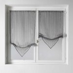 Store voilage fantaisie en etamine � pointes gris clair 60x130cm