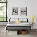 Eggree - structure de lit adulte 140x190 classique en mtal design noir