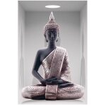 Autocollant mural grande niche bouddha