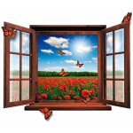 Sticker mural coquelicots trompe l'?il