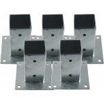 Suinga - lot de 5 ancrage m�tallique carr� 9x9 cm, base 15x15 cm support d'ancrage � visser pour poteau ...