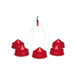 Cinq abreuvoirs poulpe � suspendre 15x15x9 cm. abreuvoirs � niveau constant pour les poussins du premier ...