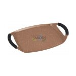 Pole grill 47x29 cm - plaque anti - adhsive - plaque de cuisson - effet pierre avec poignes en silicone ...