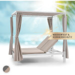 Sunbed transat jardin double, bain de soleil, chaise longue exterieur avec dossier inclinable rglable, ...