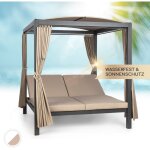 Sunbed transat jardin double xl, bain de soleil, chaise longue exterieur avec dossier inclinable rglable, ...