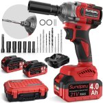 Sundpey cle a choc sans fil brushless 650nm, 21v boulonneuse � choc 2 en 1 avec 2x 4. 0 ah batteries ...