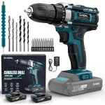 Sundpey perceuse visseuse sans fil 21v - visseuse devisseuse sans fil avec 2 batteries, 45nm max, 2 vitesses, ...