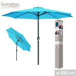 Sunnydays - parasol inclinable rond 300 cm turquoise - palermo