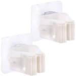 Support autocollant pour balai et serpilliere blanc lot de 2