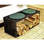 Dandibo - support de bois de chemine banc style d 100 cm tagre  bois de chemine panier  bois support ...